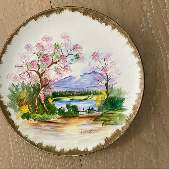 ⭐️Enesco⭐️4 Vintage Hand Painted Plate Signed by artist T. Nagasaki - Picture 8 of 10